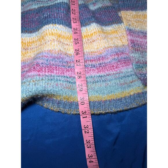 Woven Heart stripe colorful oversized cardigan womens medium boho fairy cottage - Picture 6 of 7
